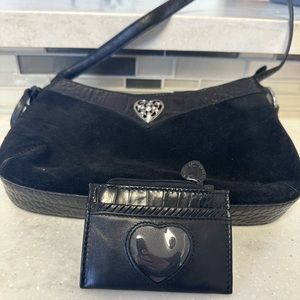 Brighton Suede and Leather Crocodile small shoulder bag and wallet